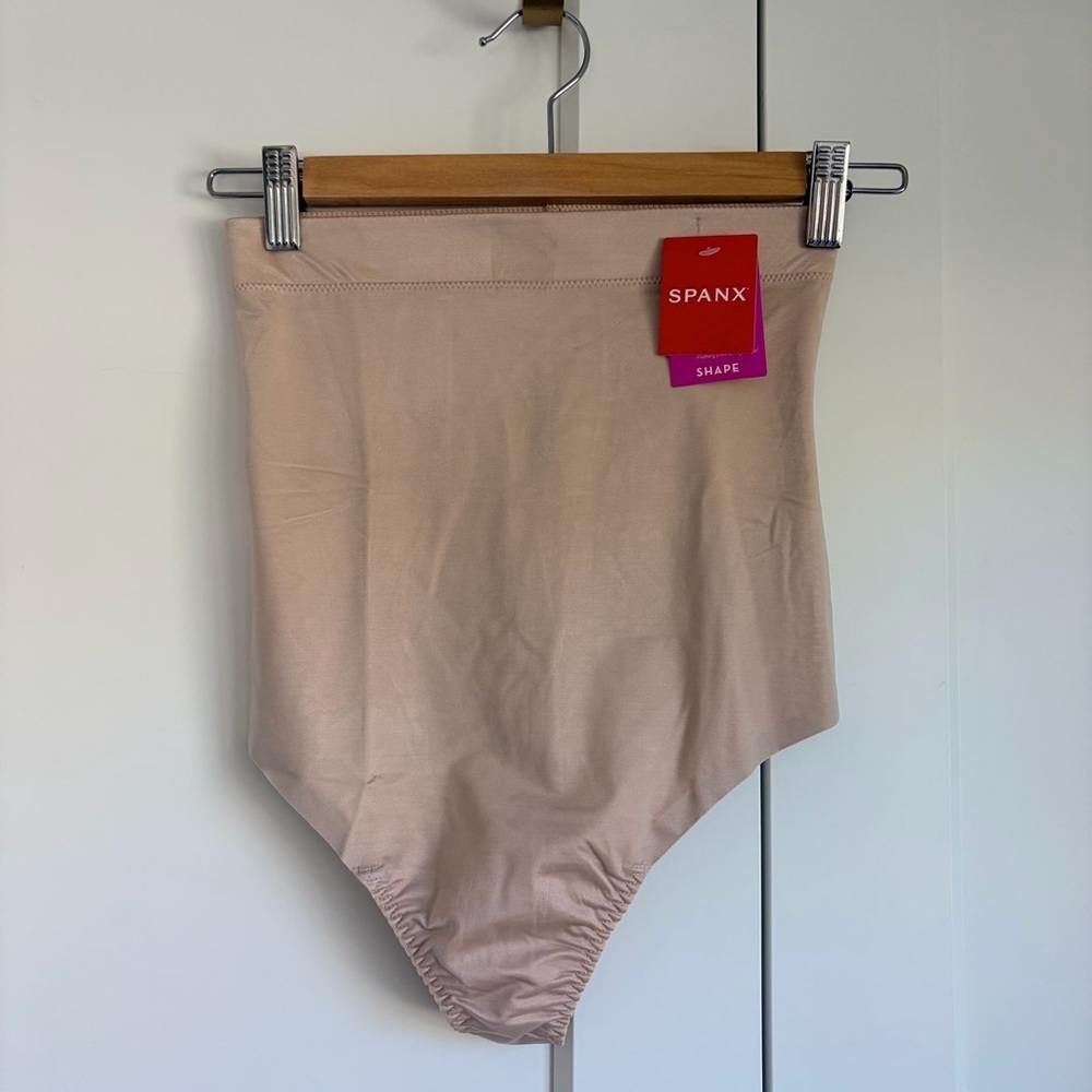 SPANXshape Suit Your Fancy High Rise Champagne Beige Thong Shapewear | M